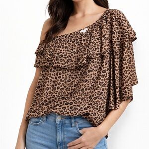 ODDY Leopard  One Shoulder Blouse
